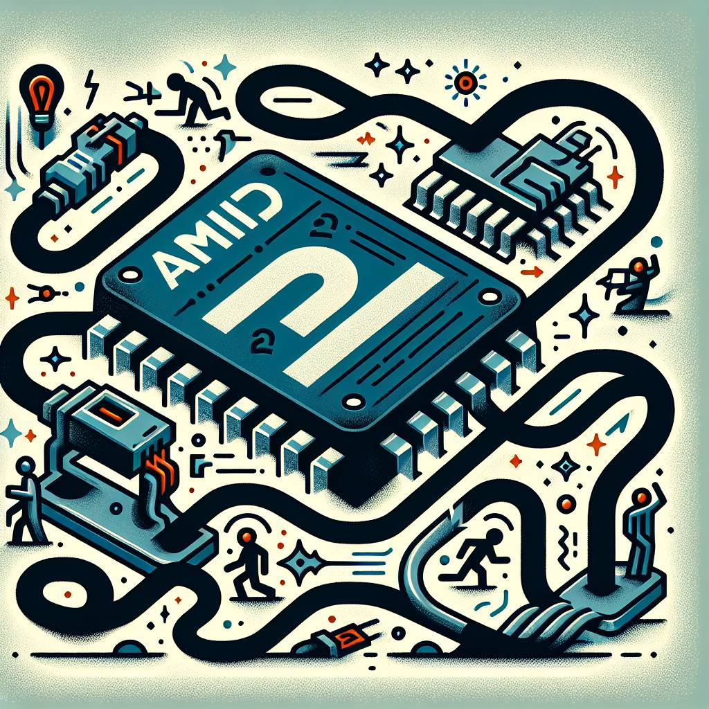 Un câble HDMI et un ordinateur avec le logo AMD.