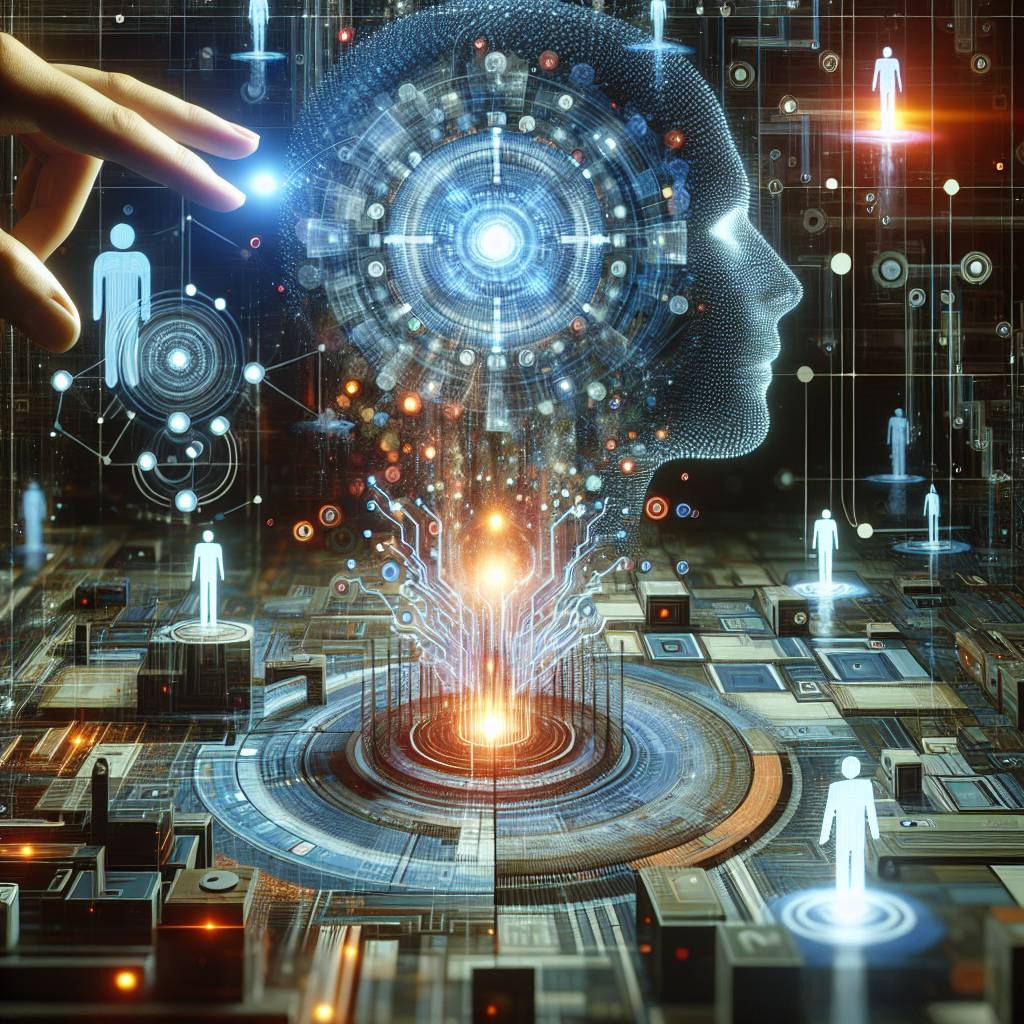 Illustration d'une intelligence artificielle sur un fond de circuit imprimé.