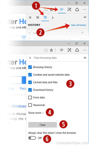 effacer l'historique de microsoft edge