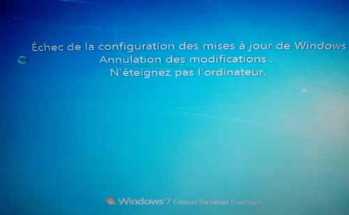 image d'une fenêtre d'erreur windows lorsqu'une mise à jour échoue